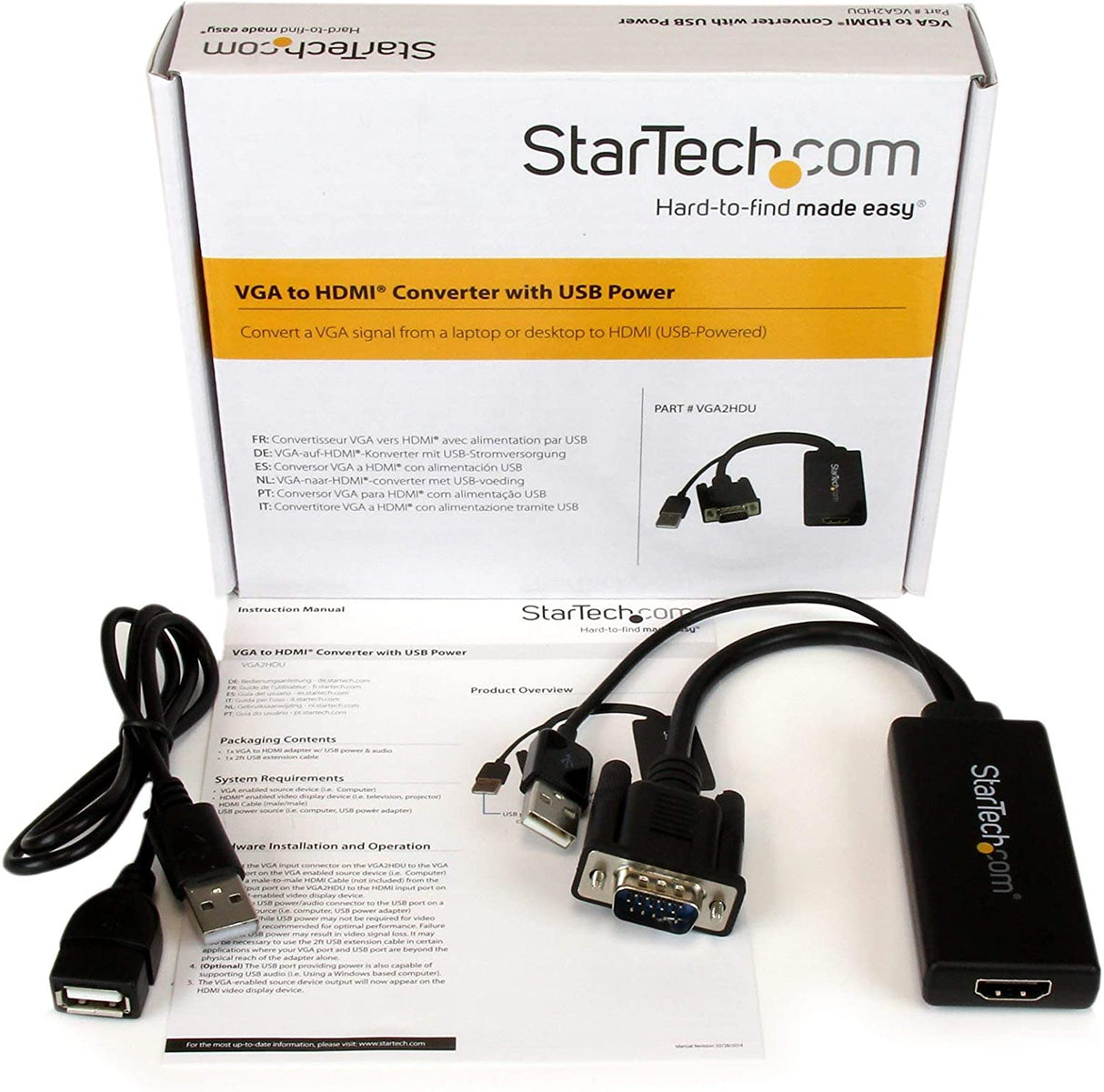StarTech.com VGA to HDMI Adapter with USB Audio - VGA to HDMI Converter for Your Laptop / PC to HDTV - AV to HDMI Connector (VGA2HDU)
