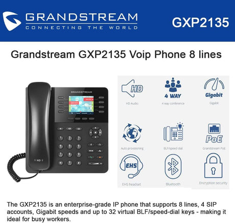 Grandstream GS-GXP2135 Enterprise IP Phone with Gigabit Speed &amp; Supports up to 8 Lines VoIP Phone &amp; Device
