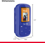 SanDisk 16GB Clip Sport Plus MP3 Player, Blue - Bluetooth, LCD Screen, FM Radio - SDMX28-016G-G46B Blue 16GB MP3 Player