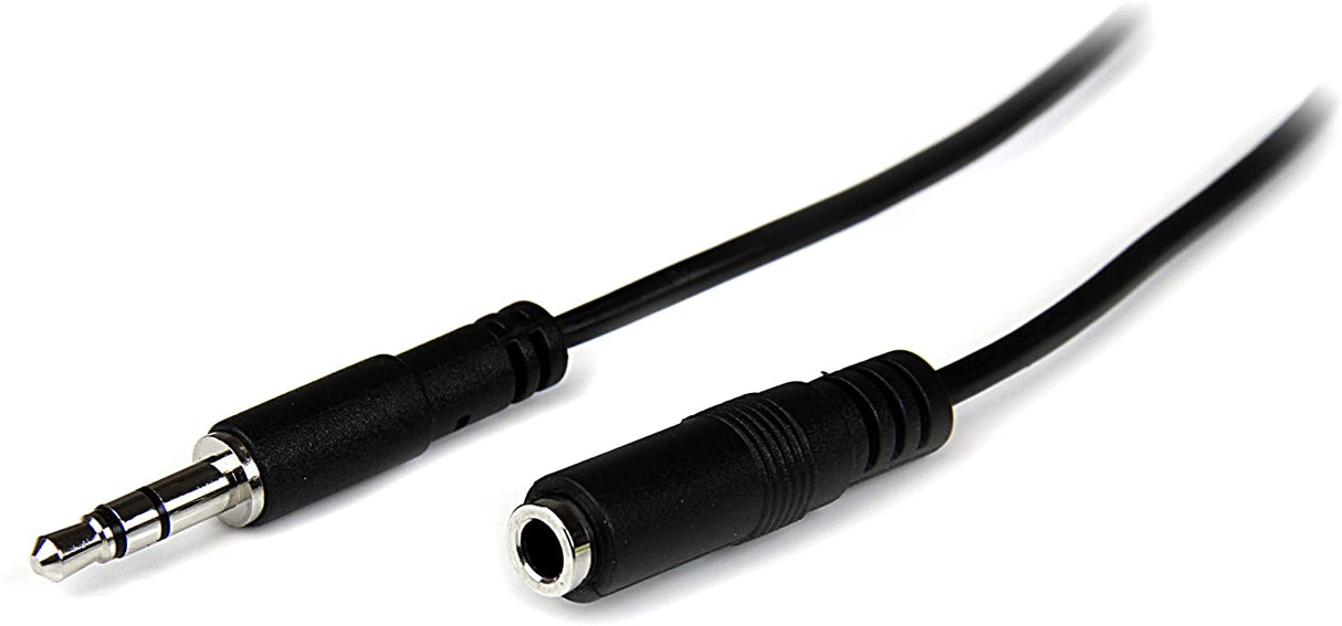 StarTech.com 2m Slim 3.5mm Stereo Extension Audio Cable - Male / Female - Headphone Audio Extension Cable Cord - 2x Mini Jack 3.5mm - 2 m (MU2MMFS) Black 6 ft / 2m Slim