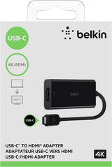 Belkin USB-C to HDMI Adapter, Works with Chromebook Certified(Supports 4K @60Hz, HDMI to USB-C Adapter, USB Type-C to HDMI Adapter), Black (F2CU038btBLK)