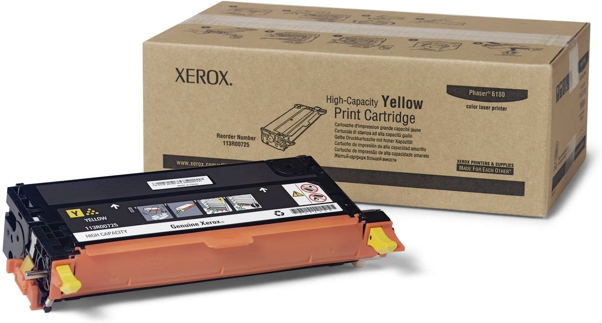 Xerox 113R00725 Phaser 6180 Toner Cartridge (Yellow) in Retail Packaging High Capacity Yellow High Capacity