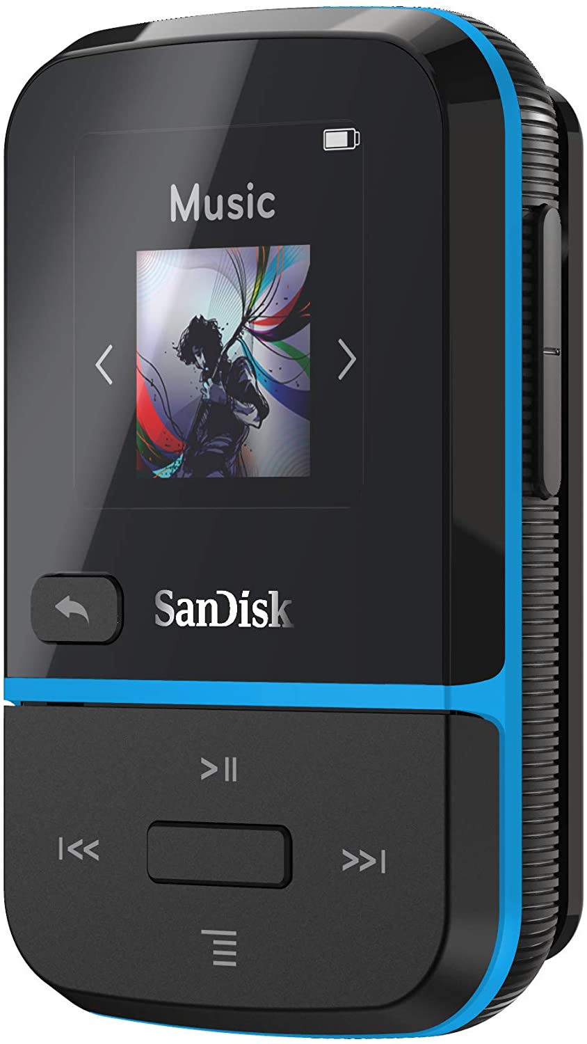 SanDisk 16GB Clip Sport Go MP3 Player, Blue - LED Screen and FM Radio - SDMX30-016G-G46B 16GB Blue