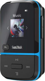 SanDisk 32GB Clip Sport Go MP3 Player, Blue - LED Screen and FM Radio - SDMX30-032G-G46B 32GB Blue