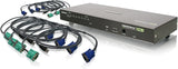 IOGEAR 8-Port USB PS/2 Combo VGA KVMP Switch with USB KVM Cables, GCS1808KITU