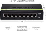 TRENDnet 8-Port Gigabit GREENnet PoE+ Switch,TPE-TG44G, 4 x Gigabit PoE/PoE+ Up to 30 Watts/Port, 4 x Gigabit, 61W Power Budget, 16 Gbps Switch Capacity, Ethernet Unmanaged Switch, Lifetime Protection