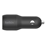 Belkin 24 Watt Dual USB Car Charger - 2 12W USB A Ports with Micro-USB Cable for Fast Charging Apple iPhone 14, 14 Pro, 14 Pro Max, iPhone 13, Samsung Galaxy, AirPods &amp; More - USB-C Charger Includes mUSB Cable Charger