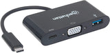 Manhattan VGA to HDMI Converter Black USB Type-C VGA Docking Converter