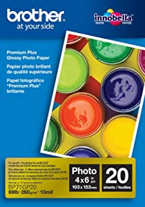 Brother BP71GP20 Glossy Inkjet Paper20 Sheets4-Inch x 6-InchRetail Packaging