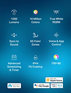 TP-Link Tapo Smart LED Light Strip, 16M RGB Colors, Sync-to-Sound