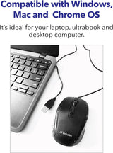 Verbatim Wired USB Computer Mouse - Corded USB Mouse for Laptops and PCs - Right or Left Hand Use, Red