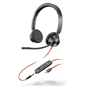 Plantronics - Blackwire 3325 Wired Stereo USB-C Headset with Boom Mic (Poly) - Connect to PC/Mac via USB-C or Mobile/Tablet via 3.5 mm Connector - Works with Teams, Zoom &amp; More