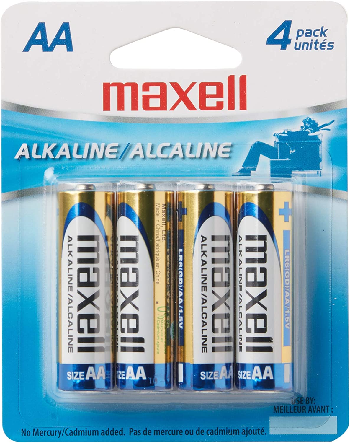 Maxell 723465 Ready-to-go Long Lasting and Reliable Alkaline AA Battery 4-pk