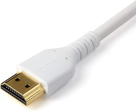 StarTech.com 6ft (2m) Premium Certified HDMI 2.0 Cable with Ethernet - Durable High Speed UHD 4K 60Hz HDR - Rugged M/M HDMI Cord with Aramid Fiber - TPE - Ultra HD Monitors, TVs &amp; Displays (RHDMM2MPW) White 6 ft/2m