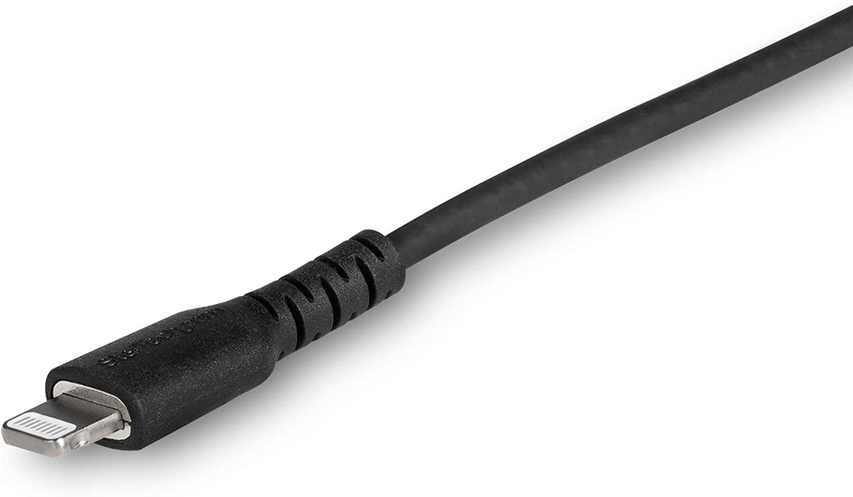 StarTech.com 3 Foot (1m) Durable Black USB-C to Lightning Cable - Heavy Duty Rugged Aramid Fiber USB Type A to Lightning Charger/Sync Power Cord - Apple MFi Certified iPad/iPhone 12 (RUSBCLTMM1MB) Black 1m