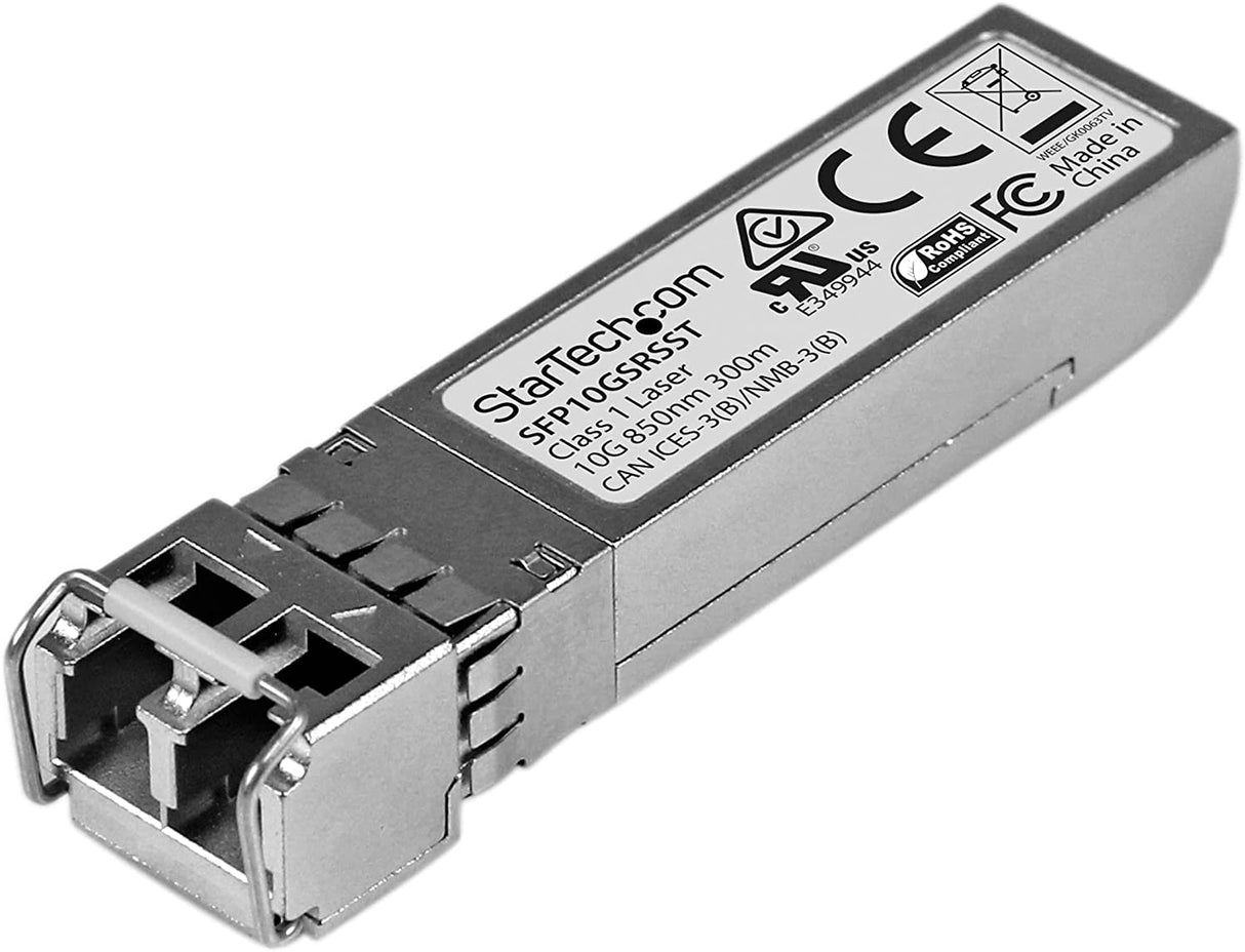 StarTech.com Cisco SFP-10G-SR-S Compatible SFP+ Module - 10GBASE-SR - 10GbE MMF Optic Transceiver - 10GE Gigabit Ethernet SFP+ - LC 300m - 850nm - DDM Cisco Firepower, ASR9000, C9300 (SFP10GSRSST) SFP-10G-SR-S Single