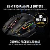 Corsair Dark Core RGB Pro, Wireless FPS/MOBA Gaming Mouse with SLIPSTREAM Technology, Black, Backlit RGB LED, 18000 DPI, Optical,CH-9315411-NA Standard Charging Gaming Mouse