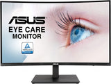 ASUS 27” 1080P Curved Monitor (VA27VQSE) - Full HD, 75Hz, 1ms, Adaptive-Sync/FreeSync, Low Blue Light, Flicker Free, VESA Mountable, Frameless, HDMI, DisplayPort, HDR-10, Height Adjustable 27" Curved FHD 1ms FreeSync Height Adjustable