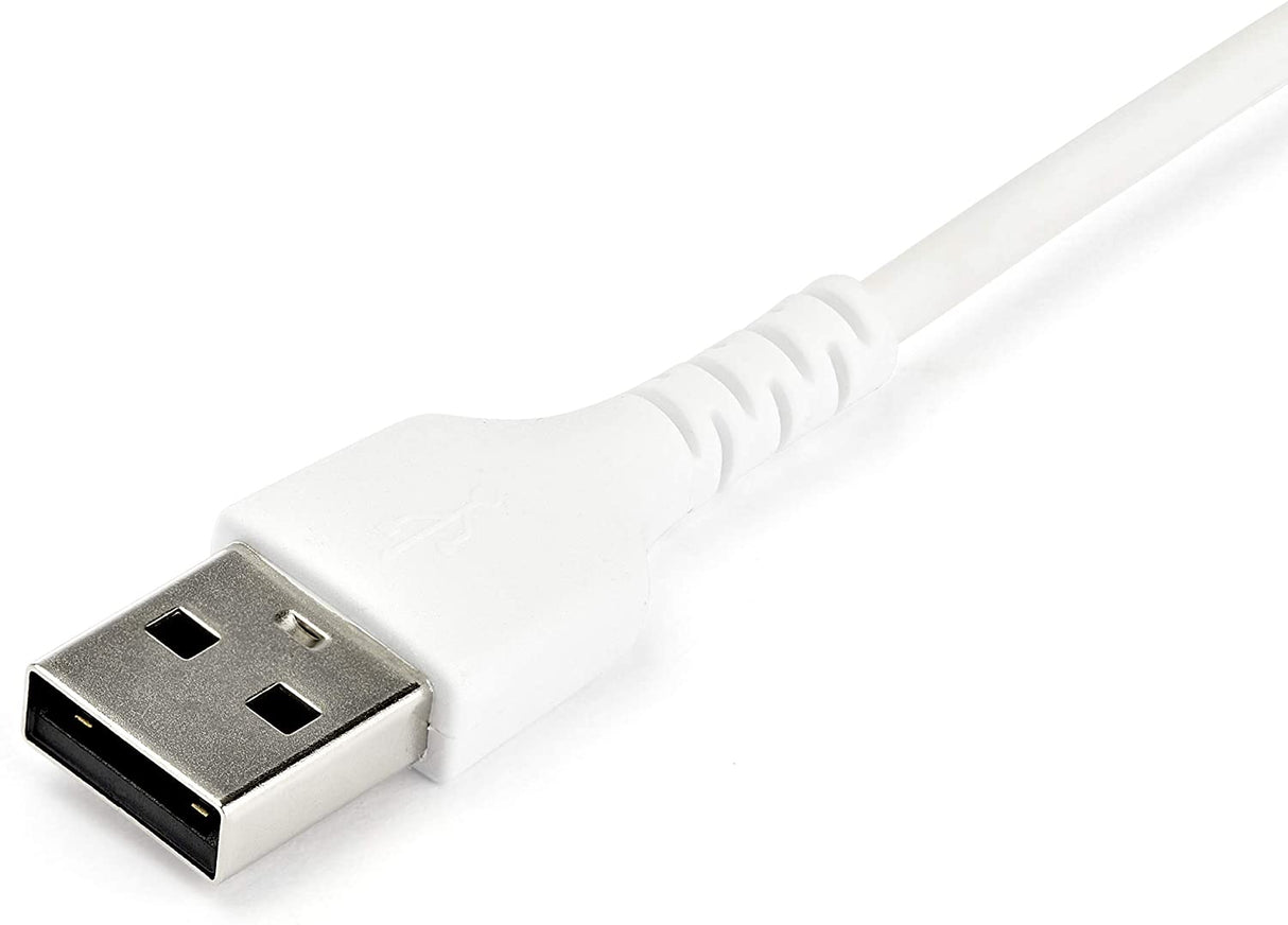StarTech.com 1m USB A to USB C Charging Cable - Durable Fast Charge &amp; Sync USB 2.0 to USB Type C Data Cord - Rugged TPE Jacket Aramid Fiber M/M 60W White - Samsung S10, iPad Pro, Pixel (RUSB2AC1MW) White 1m