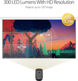 ASUS ZenBeam Latte L1 Portable LED MiniSmart Wi-Fi Projector 300Lumens, Native 720PHD, Harman Kardon 10W Bluetooth Speaker, 3-Hour Video Playback, Wireless Projection, HDMI, Remote Control, AptoideTV