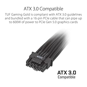 ASUS TUF Gaming 750W Gold (750 Watt, Fully Modular Power Supply, 80+ Gold Certified, ATX 3.0 Compatible, Military-Grade Components, Dual Ball Bearing, Axial-tech Fan, PCB Coating, 10 Year Warranty)