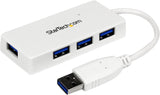 StarTech.com 4 Port USB 3.0 Hub - Multi Port USB Hub w/ Built-in Cable - Powered USB 3.0 Extender for Your Laptop - White (ST4300MINU3W) 4 x USB-A with Built in Cable White