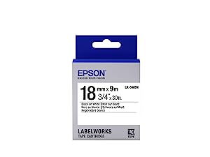 Epson LabelWorks Standard LK (Replaces LC) Tape Cartridge ~3/4" Black on White (LK-5WBN) - for use with LabelWorks LW-400, LW-600P and LW-700 Label Printers
