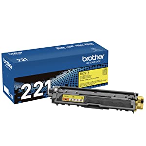 Brother Genuine Standard Yield Toner Cartridge, TN221Y, Replacement Yellow Color Toner, Page Yield Up To 1,400 Pages, Amazon Dash Replenishment Cartridge, TN221 Yellow 1 Pack Toner Set