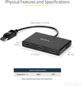 StarTech.com 3-Port Multi Monitor Adapter - DisplayPort 1.2 to 3x HDMI MST Hub - Triple 1080p HDMI Monitors - Extended or Cloned Display mode - Windows PCs Only - DP to 3x HDMI Splitter (MSTDP123HD)