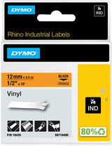 DYMO Industrial Labels for DYMO Industrial Rhino Label Makers, Black on Orange, 1/2", 1 Roll (18435) Black on Orange 1/2" (12MM) Makers