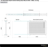 StarTech.com 2U Sliding Server Rack Mount Shelf - 20 to 30in Adjustable Mounting Depth - Vented - 50lb - Heavy Duty Universal 19” Rack Shelf for Equipment Rack - 24in Deep (UNISLDSHF19) 3.5" x 18.9" x 24" 50 lbs | Vented