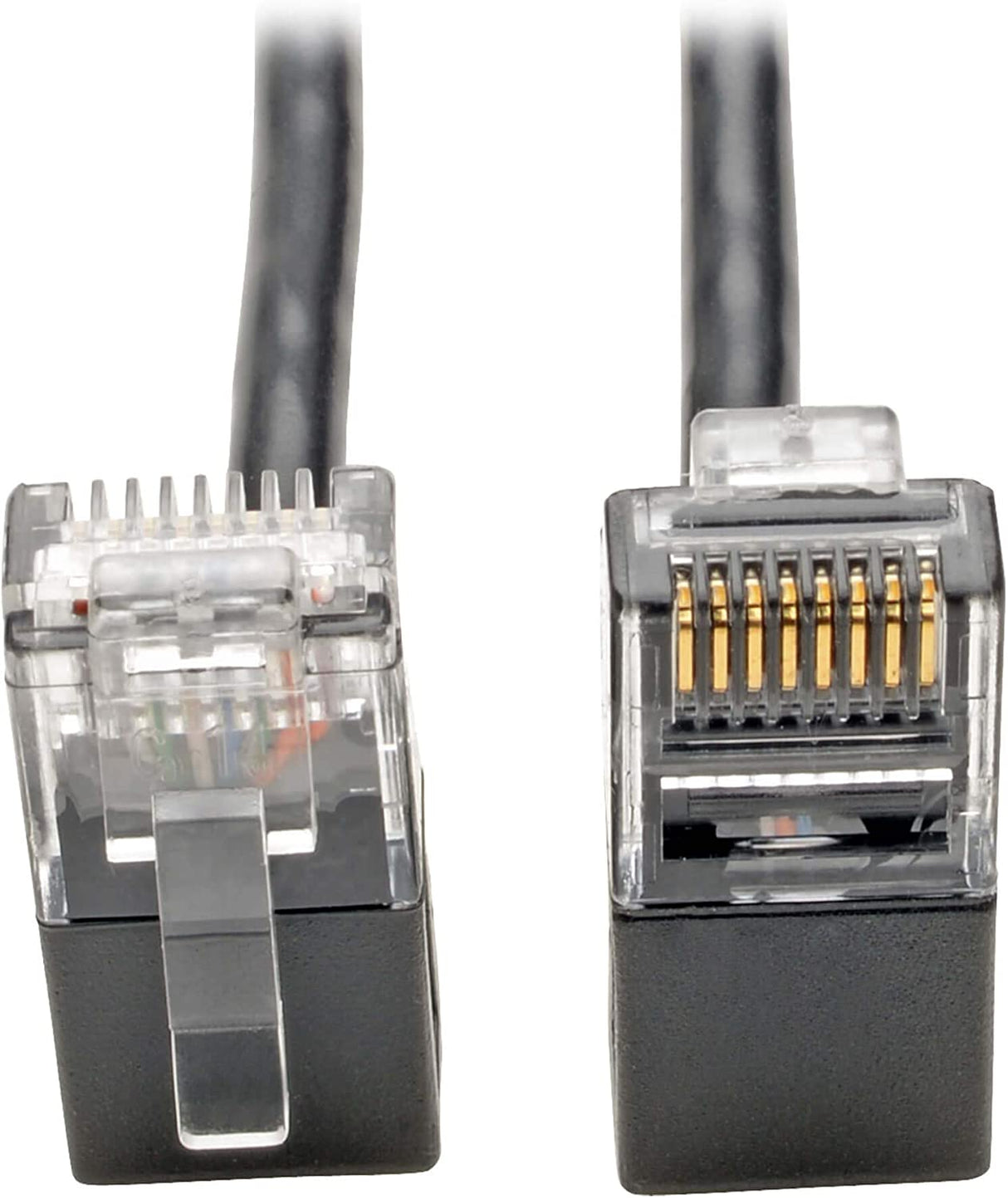 TRIPP LITE Cat6 Gigabit Patch Cable Snagless Right-Angle Utp Slim, 1', Black (N201-SR1-BK)