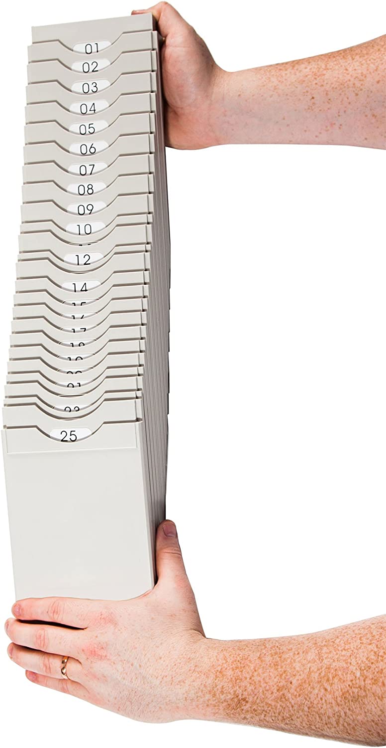 Pyramid Time Systems 400-X Expanding Time Card Rack, expands to up to 25 Time Cards, Made of Lightweight, Durable Plastic, Includes self-Adhesive Number Labels for assigning Card Slots, Grey