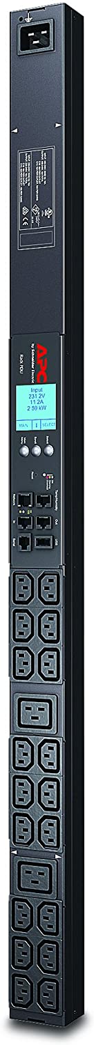 APC Rack Mount PDU, Metered 100V-240V/30A, (42) Outlets, 0U Vertical Rackmount (AP8858) Metered Input Plug: IEC-320 C20