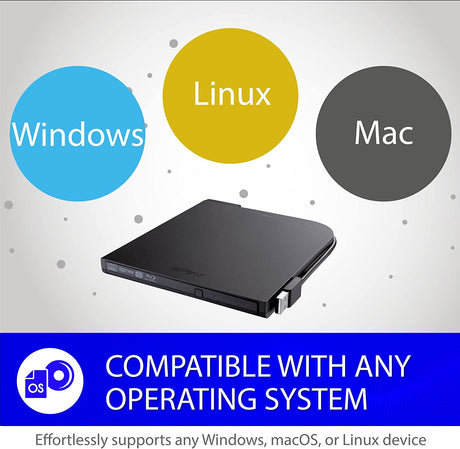 BUFFALO Portable Blu-ray Drive/External, Plays and Burns Blu-Rays, DVDs, and CDs with USB Connection. Compatible with Laptop, Desktop PC and Mac.