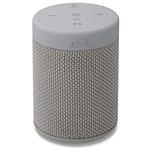 iLive Waterproof Fabric Wireless Speaker, 2.56 x 2.56 x 3.4 Inches, Built-in Rechargeable Battery, Light Gray (ISBW108LG)