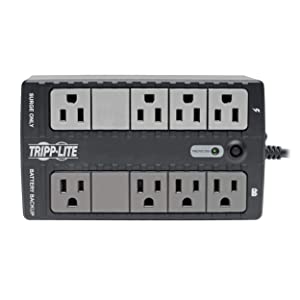 Tripp Lite 650VA UPS Battery Backup Surge Protector, Small UPS with USB, Desktop UPS, 330W, 8 Outlets, 5 ft. Cord, Black (INTERNET650U1) 650 VA Battery Back Up