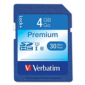 Verbatim 4GB Premium SDHC Memory Card, UHS-I U1 Class 10, Blue (96171) 4 GB