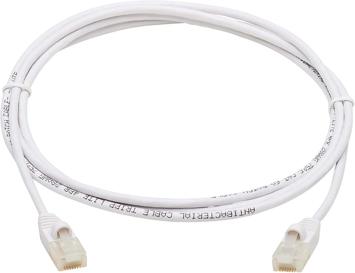 Tripp Lite, Safe-IT, Cat6a Ethernet Cable, Bacteria Resistant, 10G Certified Snagless, Slim UTP Jacket (RJ45 M/M), White, 7 Feet / 2.1 Meters, (N261AB-S07-WH)
