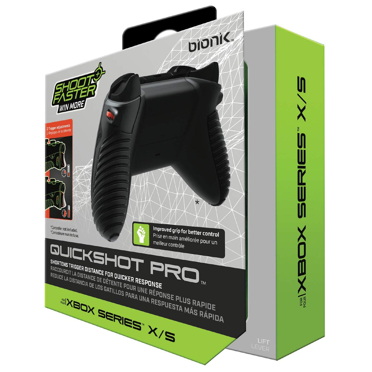 Bionik Quickshot Pro For Xbox Series X/S: Custom Grip and Dual Trigger locks for Faster Shots and Improved Gameplay Black