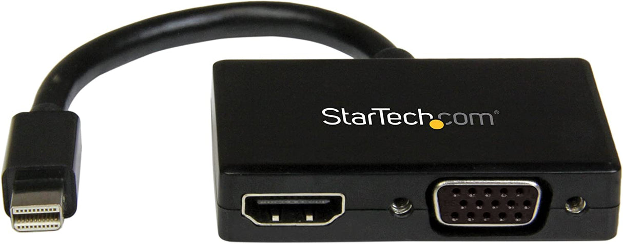 StarTech.com Mini DisplayPort to HDMI and VGA - 2 in 1 Travel Adapter - Mini DisplayPort to VGA Adapter - Mini DP to HDMI Dongle - Monitor Adapter (MDP2HDVGA) , Black