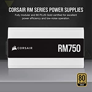 CORSAIR RM Series (2021), RM750, 750 Watt, 80 Plus Gold Certified, Fully Modular Power Supply RM 750 Watt White
