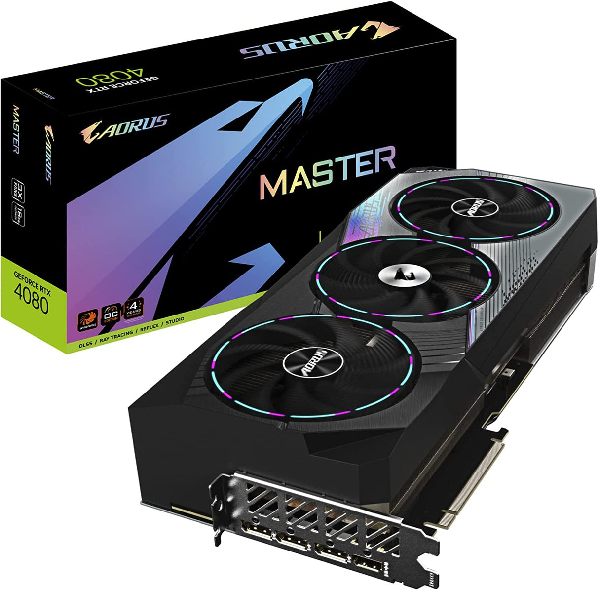 Gigabyte AORUS GeForce RTX 4080 Master 16G Graphics Card, 3X WINDFORCE Fans, 16GB 256-bit GDDR6X, GV-N4080AORUS M-16GD Video Card