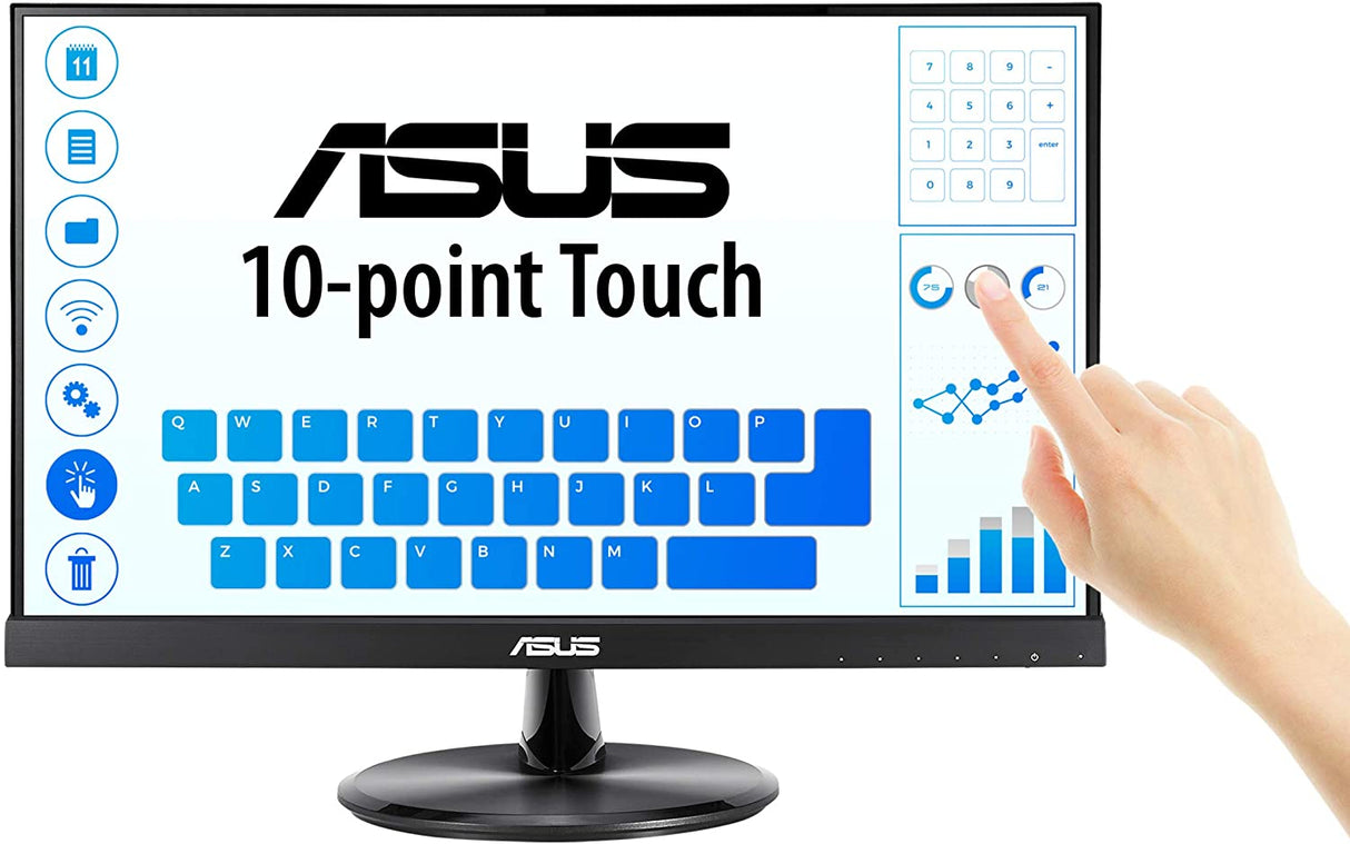 ASUS VT229H 21.5" Monitor 1080P IPS 10-Point Touch Eye Care with HDMI VGA, Black 21.5" IPS Touch Screen, Speakers