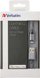 Verbatim Sync/Charge Lightning Data Transfer Cable, black, Black - 47"