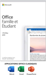 Microsoft Office Famille et Étudiant 2019 | Achat unique, 1 utilisateur | Carte PC/Mac