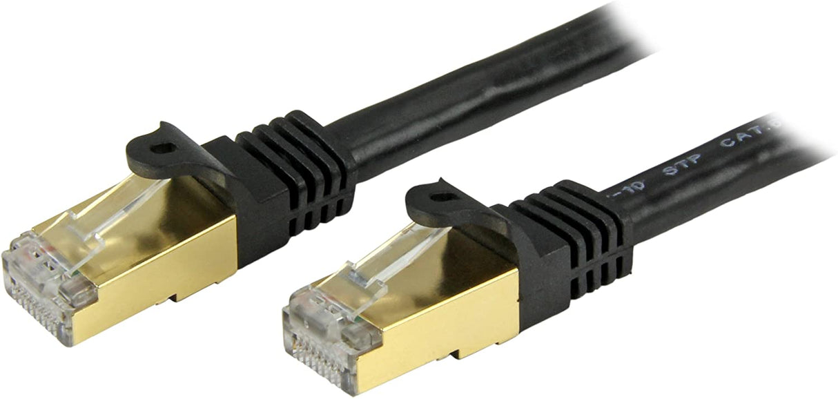 StarTech.com 1ft CAT6a Ethernet Cable - 10 Gigabit Shielded Snagless RJ45 100W PoE Patch Cord - 10GbE STP Network Cable w/Strain Relief - Black Fluke Tested/Wiring is UL Certified/TIA (C6ASPAT1BK) 1 ft Black