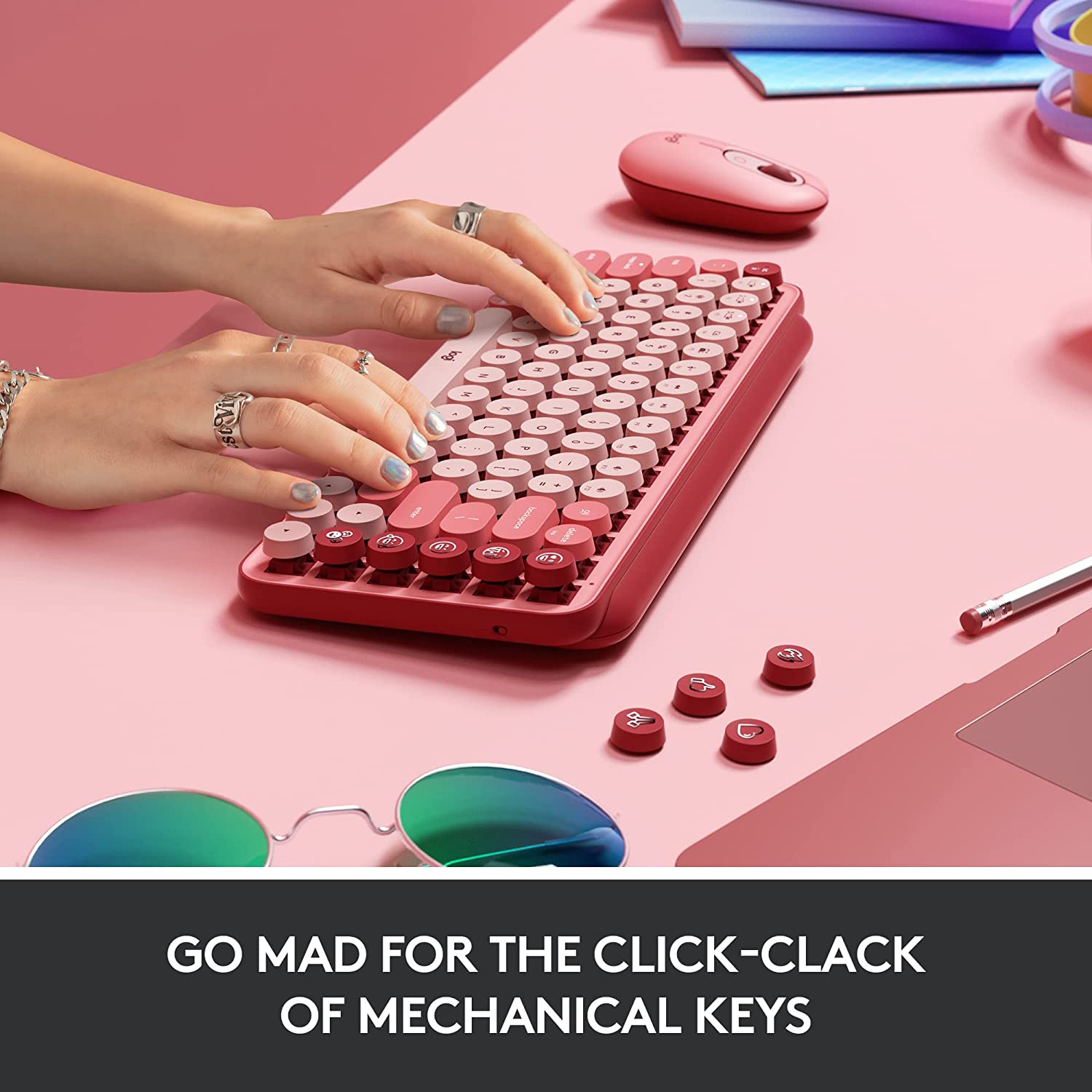 Logitech POP Keys Mechanical Wireless Keyboard with Customizable