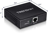 TRENDnet Gigabit PoE+ Repeater/Amplifier, 1 x Gigabit PoE+ In Port, 1 x Gigabit PoE Out Port, Extends 100m For Total Distance Up To 200m (656 ft), Supports PoE(15.4W) &amp; PoE+(30W), Black, TPE-E100 Up to 400m (1,312 ft) Gigabit PoE+