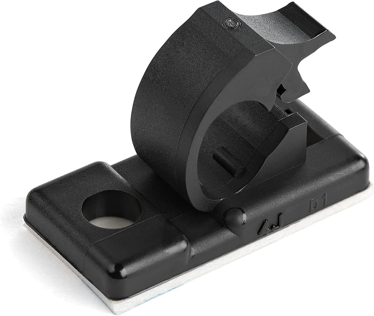 StarTech.com 100 Adhesive Cable Management Clips Black - Network/Ethernet/Office Desk/Computer Cord Organizer - Sticky Cable/Wire Holders - Nylon Self Adhesive Clamp UL/94V-2 Fire Rated (CBMCC1) Small | 0.21 in. (5.5 mm) max. diameter